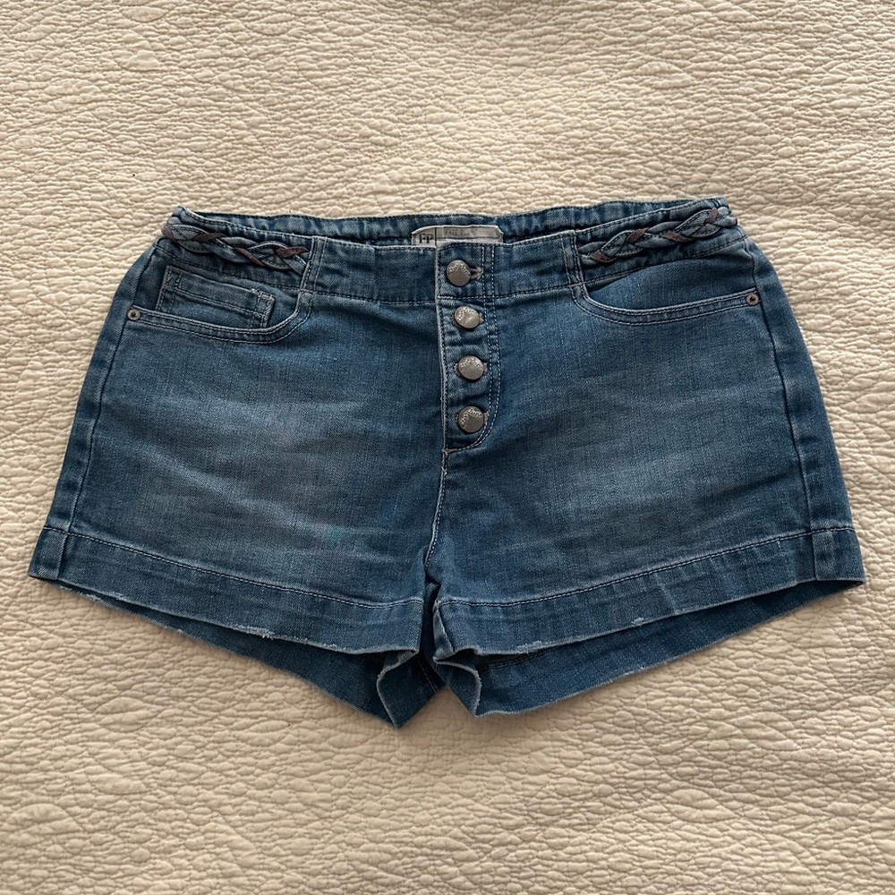 Free People Jean Shorts with braided detail